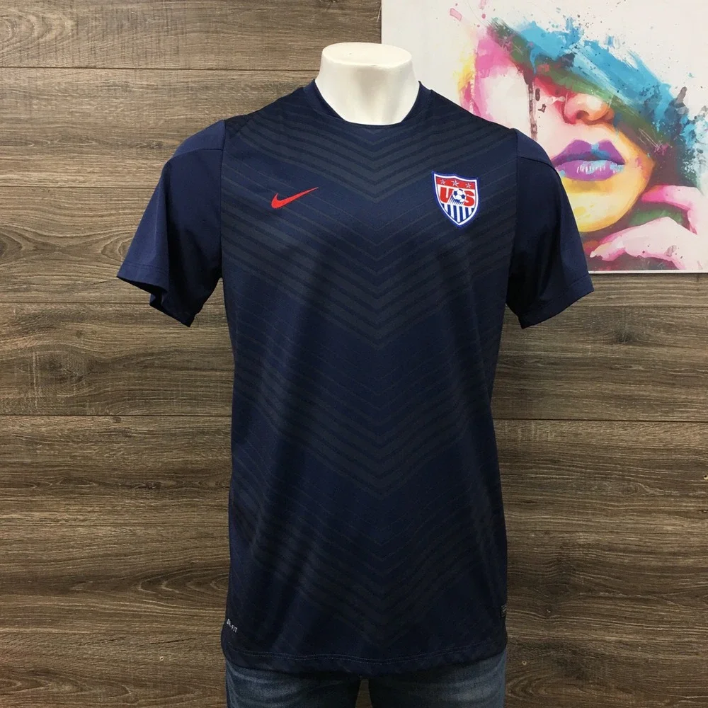 Nike Mens US Soccer USA Dri-Fit Authentic Training Jersey Navy Blue XL